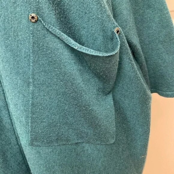 Kerisma  S/M Wool Blend Teal Oversized Lagenlook Patch pocket Artsy Sweater - Picture 3 of 7